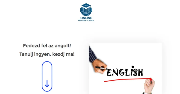 Online English School weboldal referencia: Keresőoptimalizált (SEO) és villámgyors weboldal készítés a Digiösvénytől.